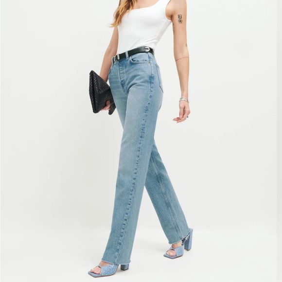 NWT Reformation Cynthia High Rise Straight Long Jeans color: Kenia size 26 - Picture 2 of 6